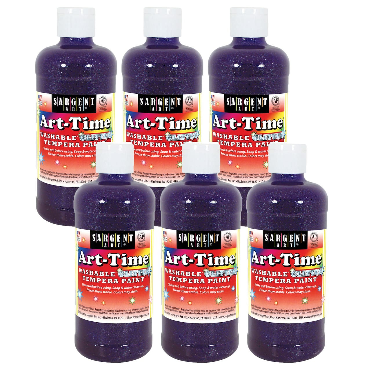 Sargent Art® Art-Time® Washable Glitter Tempera Paint, 6ct.